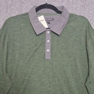 Banana Republic Men's Polo Long Sleeve 3 Button Sz XL‎ Green Gray Collar NWT